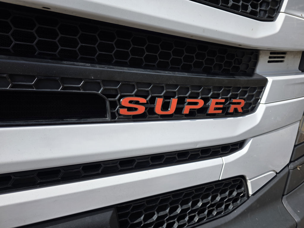 Custom 3D Printed SUPER Badge for Scania Next Gen – Lower Grill Edition Red on Black