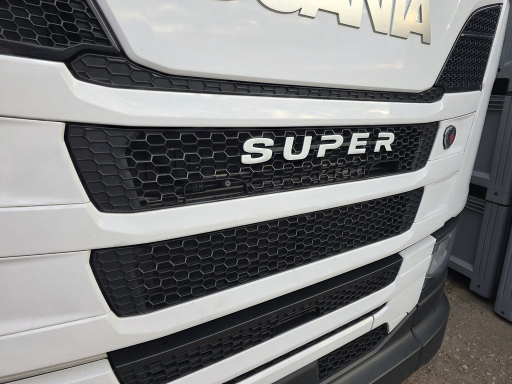 Custom 3D Printed Super Badge for Scania Next Gen White and Black