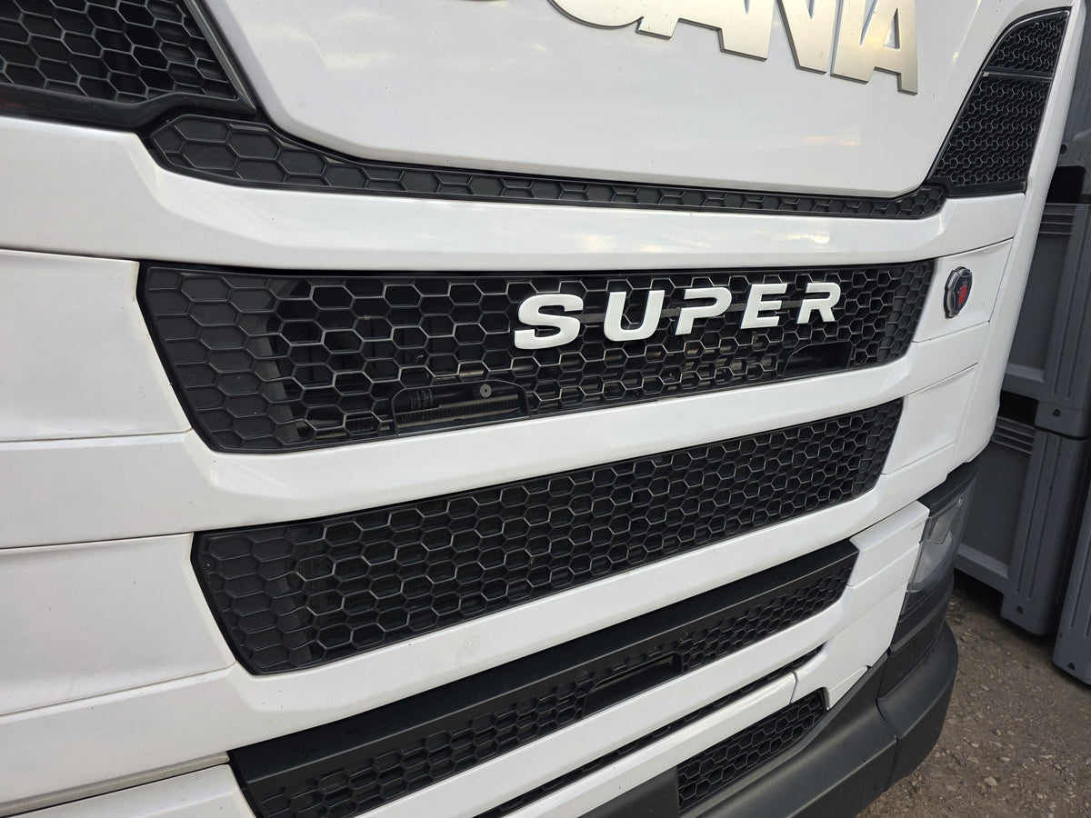 Custom 3D Printed Super Badge for Scania Next Gen White and Black