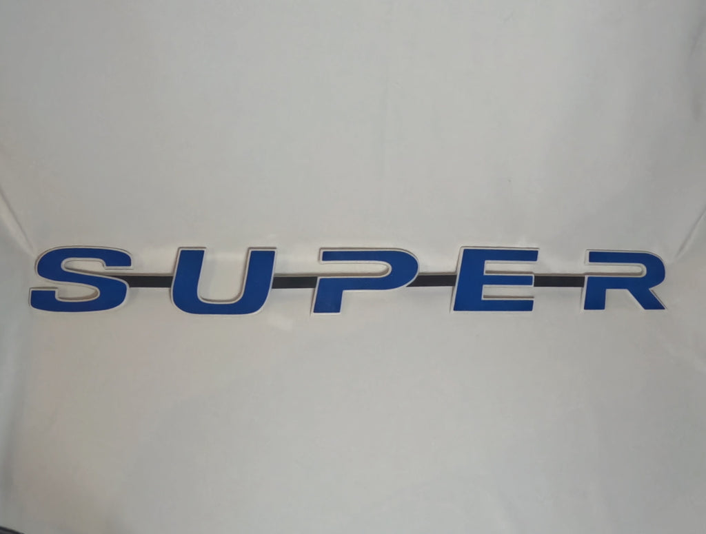 Custom 3D Printed Super Badge for Scania Next Gen Blue with white Outline on Black