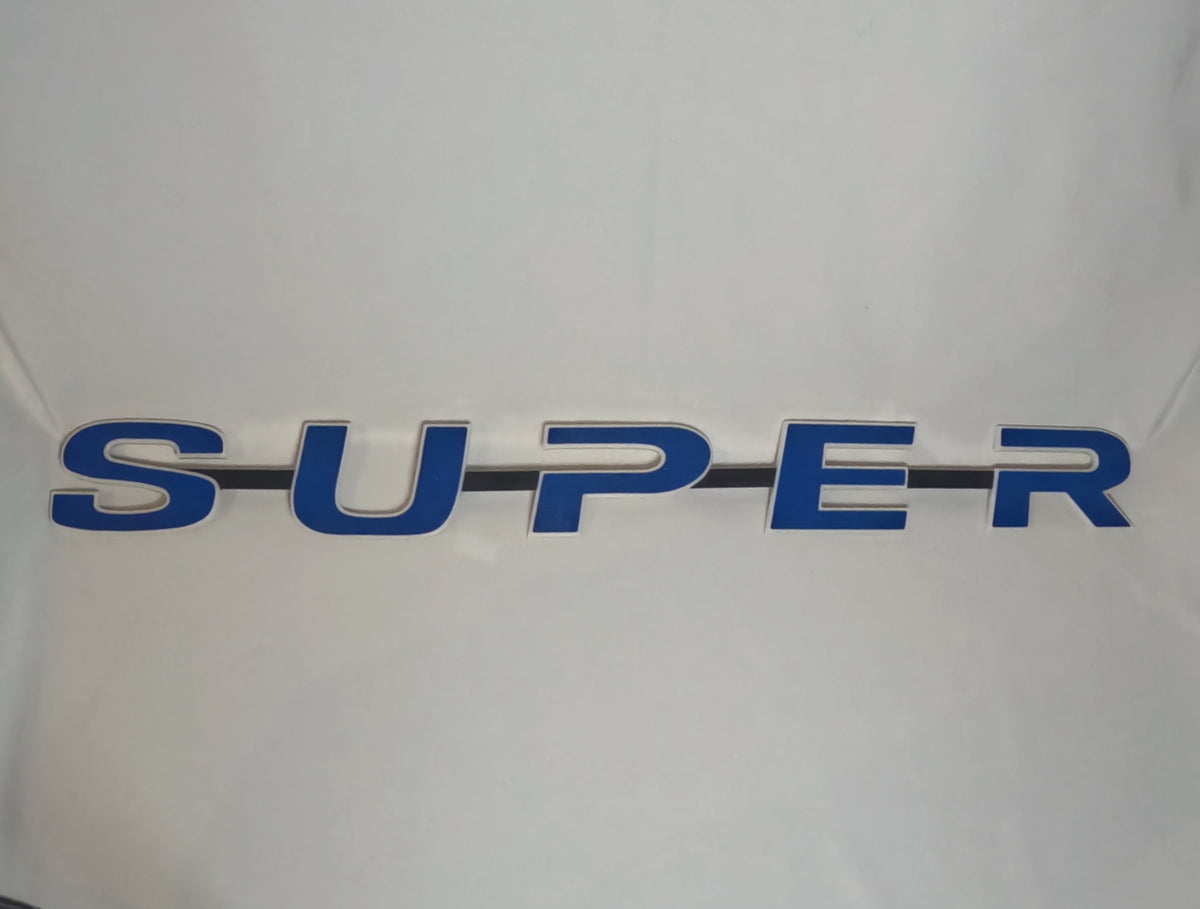 Custom 3D Printed Super Badge for Scania Next Gen Blue with white Outline on Black