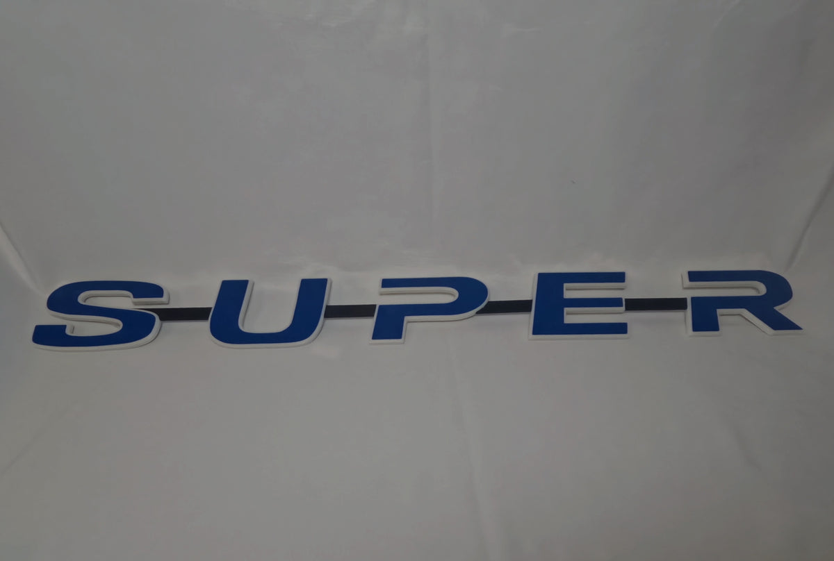 Custom 3D Printed Super Badge for Scania Next Gen Blue with white Outline on Black