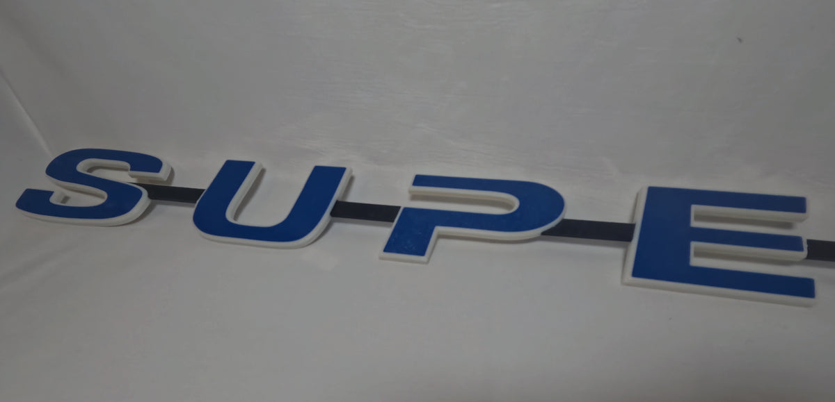 Custom 3D Printed Super Badge for Scania Next Gen Blue with white Outline on Black