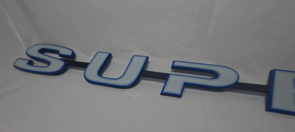 Custom 3D Printed Super Badge for Scania Next Gen White with blue Outline on Black