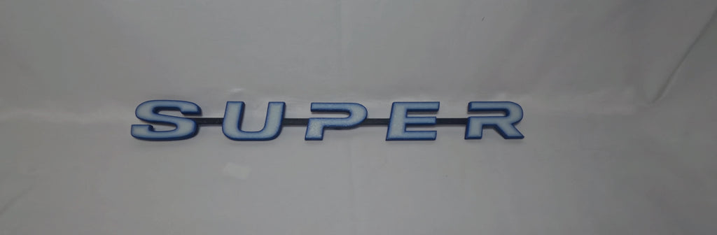 Custom 3D Printed SUPER Badge for Scania Next Gen – Lower Grill White with Blue outline on black