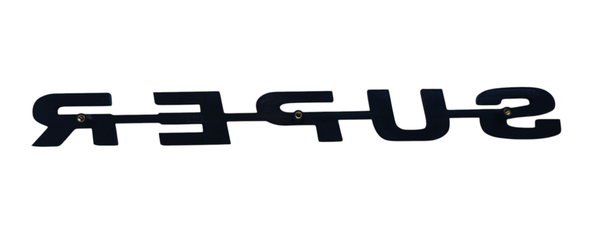 Custom 3D Printed SUPER Badge for Scania Next Gen – Lower Grill Grey on Black