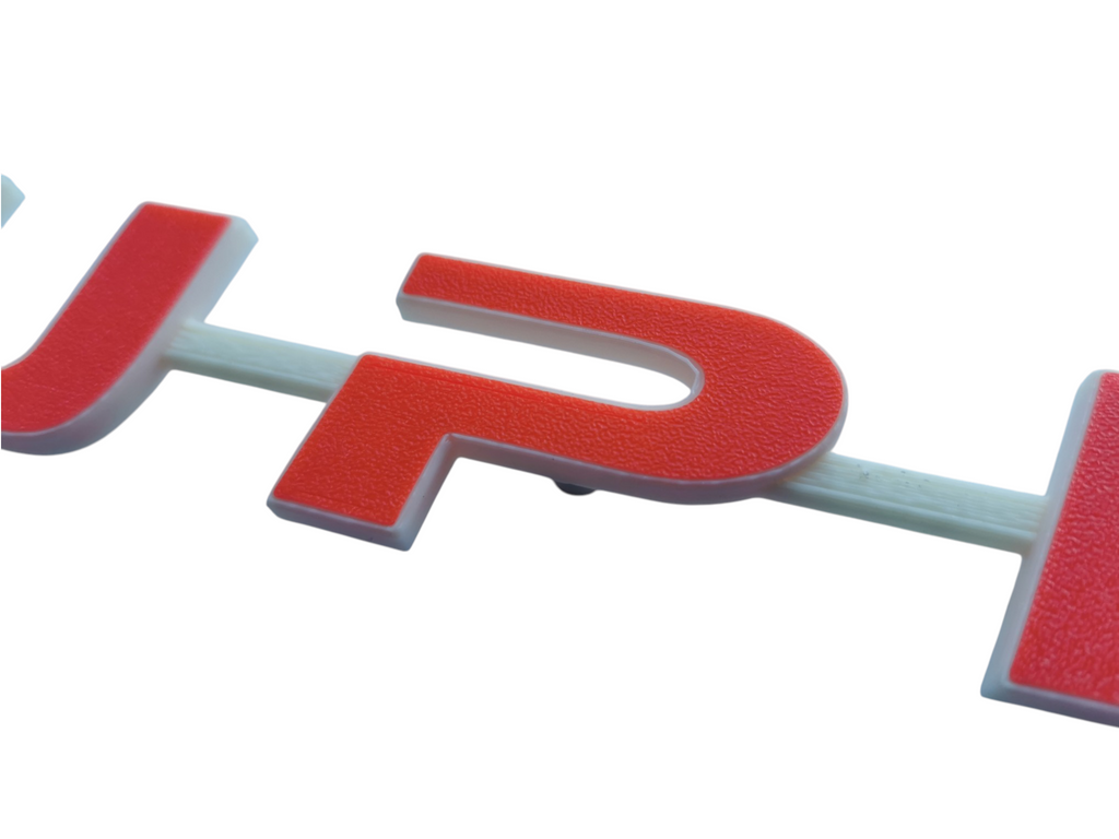 Custom 3D Printed SUPER Badge for Scania Next Gen – Lower Grill Red on White