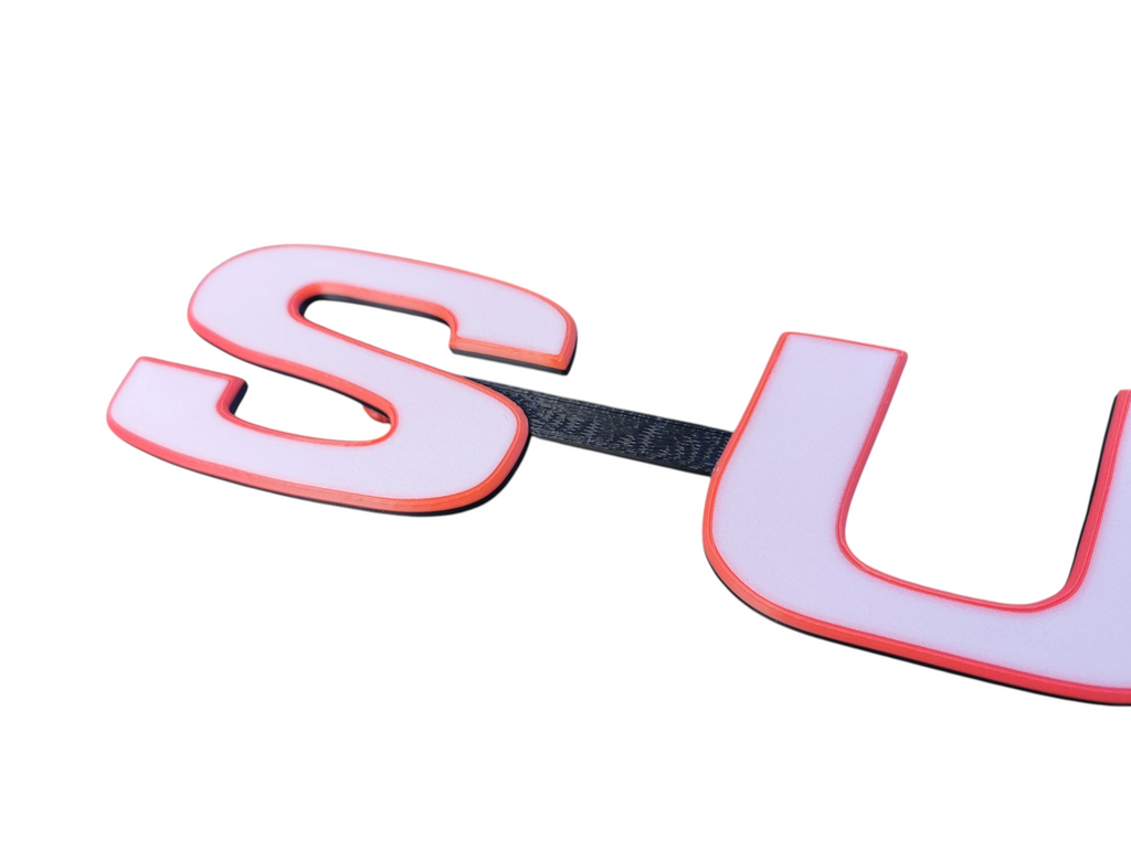 Custom 3D Printed Super Badge for Scania Next Gen White on Red with Black