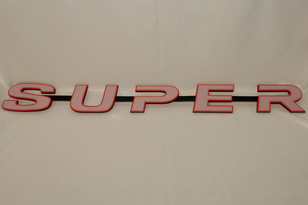 Custom 3D Printed Super Badge for Scania Next Gen White on Red with Black